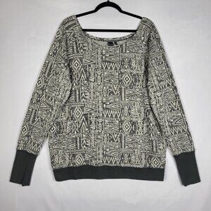 Cruel Aztec Western Top Women's Plus Size 2XL Black Gray Western‎ Pullover Cabin